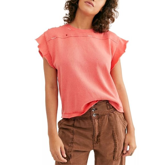 FREE PEOPLE Warrior Distresssed T-Shirt - NWT - Size XS - Picture 1 of 3